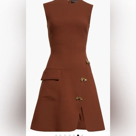 Oscar de la renta Elegant Brown Sleeveless Dress - Picture 1 of 5